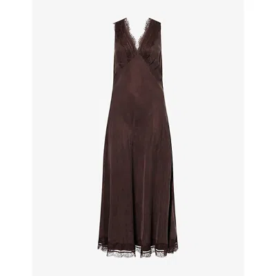 Dissh Womens Andrea Lace-trim Woven Midi Dress Plum Choc In Brown