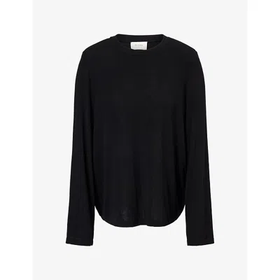 Dissh Womens Reni Padded-shoulder Modal-blend Top Black