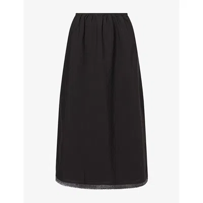 Dissh Womens Rosin Lace Trim Cotton-blend Midi Skirt Black