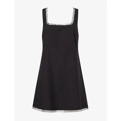 Dissh Womens Rosin Lace-trim Cotton Mini Dress Black
