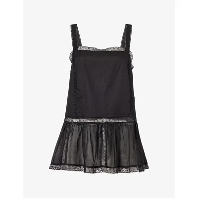 Dissh Womens Rosin Lace-trim Cotton-voile Top Black