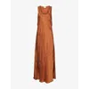 Dissh Womens Rust Darcy Sleeveless Silk Maxi Dress In Brown
