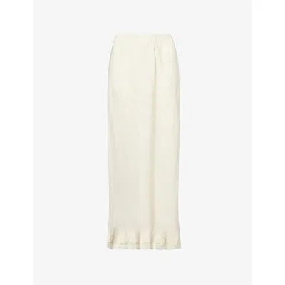 Dissh Womens Sandstone Andrea Lace-trim Woven Midi Skirt In Neutral