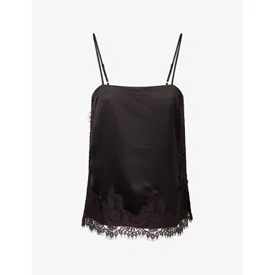 Dissh Womens Selene Lace-trim Satin Cami Top Espresso