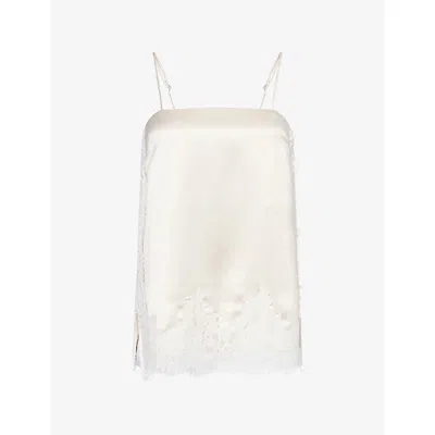 Dissh Womens Selene Lace-trim Satin Cami Top Oyster