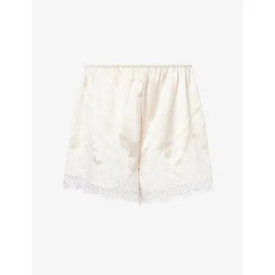 Dissh Womens Selene Lace-trim Satin Shorts Oyster