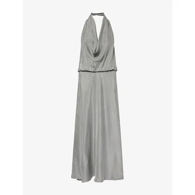 Dissh Womens Slate Adele Cowl-neck Cupro-blend Midi Dress In Gray