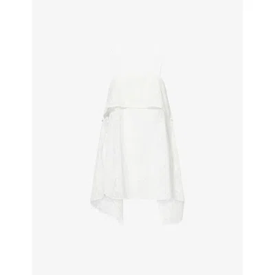 Dissh Womens White Anya Waterfall Sheer Lace Top