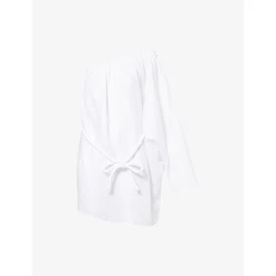 Dissh Womens White Aurelia Single-sleeve Linen Mini Dress