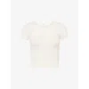Dissh Womens White Clo Baby Ribbed Stretch-knit T-shirt In White