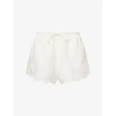 Dissh Womens White Cordelia Embroidered Ramie Shorts