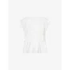 Dissh Womens Flynn Gathered Linen-cotton Blend Top White In White