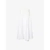 Dissh Womens White Hallie Flared Linen Midi Skirt In White