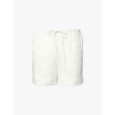 Dissh Womens White Kai Drawstring-waist Ramie Shorts