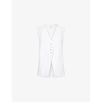 Dissh Womens Knox V-neck Linen Vest White
