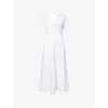 Dissh Womens White Matisse Short-sleeve Linen Midi Dress In White