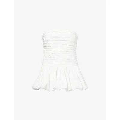 Dissh Womens Peggy Strapless Cotton-poplin Top White