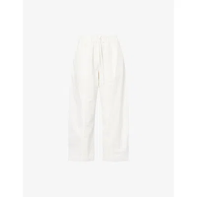 Dissh Womens White Scout Barrel Cotton Trousers