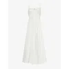 Dissh Womens Toby Shirred Cotton-poplin Midi Dress White In White