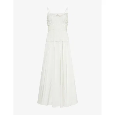 Dissh Womens Toby Shirred Cotton-poplin Midi Dress White