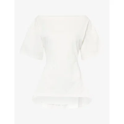 Dissh Womens White Vera Handkerchief Hem Cotton T-shirt