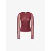 Dissh Womens Wine Nyra Long-sleeves Stretch-woven Top In Burgundy