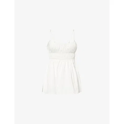 Dissh Womens Zahara Ruched Cotton-poplin Top White