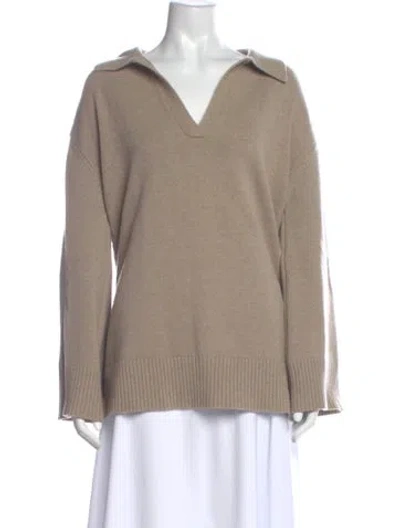 Pre-owned Dissh Wool V-neck Sweater In Brown