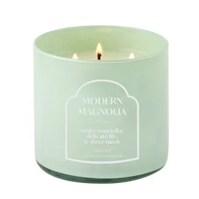 Distant Lands 14oz Modern Magnolia 3-wick Scented Jar Candle In Green