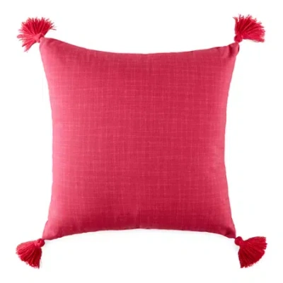 Distant Lands 18x18 Tufted Square Throw Pillow In Red