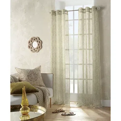 Distant Lands Fiji Printed Grommet Top Sheer Single Curtain Panel In Sand