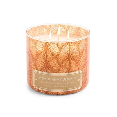 Distant Lands Mahagony Pumpkin 3-wick Scented Jar Candle