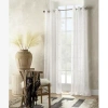 Distant Lands Ogee Clip Grommet Top Sheer Single Curtain Panel In White