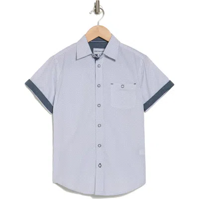 Distortion Kids' Diamond Short Sleeve Button-up Shirt In White