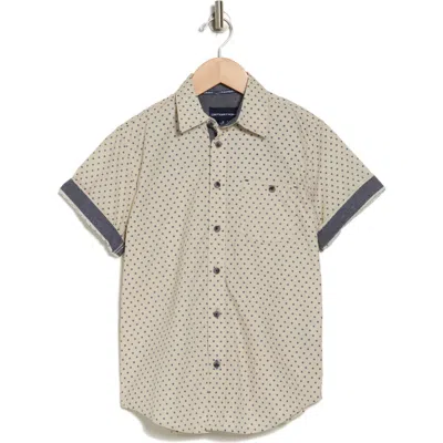 Distortion Kids' Dot Button-up Shirt In Asparagus