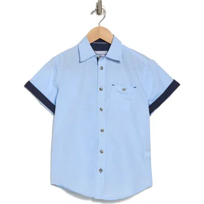 Distortion Kids' Microdot Button-up Shirt In Light Blue