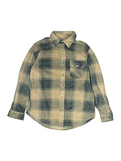 Pre-owned Distortion Kids' Long Sleeve Button Down Shirt In Green