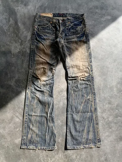 Pre-owned Distressed Denim Flare Jeans Blue Way Claw Mark Lightning Denim Pants