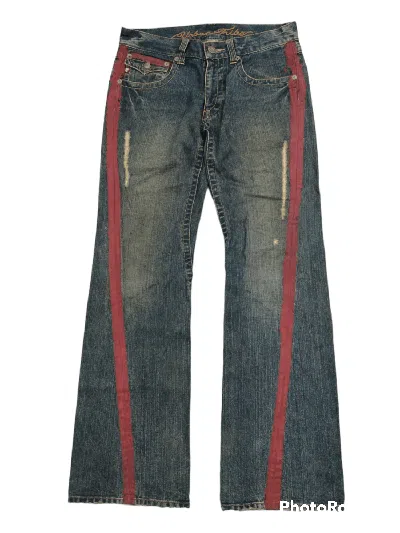 Pre-owned Distressed Denim X Hype Flare Twist 291295 Homme Denim Pants In Blue Distressed