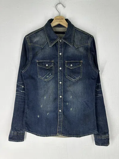 Pre-owned Distressed Denim X If Six Was Nine Fuga Denim Jacket In Blue