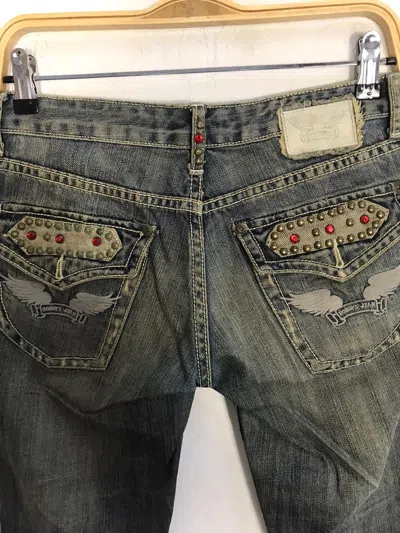 Pre-owned Distressed Denim X Robins Jeans Robin's Jeans Distressed Whisker Spike Design Art In Multicolor