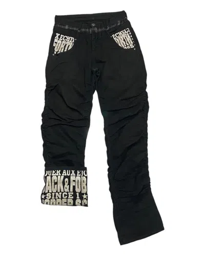Pre-owned Distressed Denim X Undercover Inspired Double Waist Curved Design Denim Pants In Black