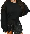Distressed Vintage Couture Anxious Crew In Black In Black