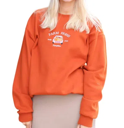 Distressed Vintage Couture Farm Fresh Pumpkins Crewneck Sweater In Burnt Orange