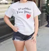 Distressed Vintage Couture First Down Tee In Grey In Grey