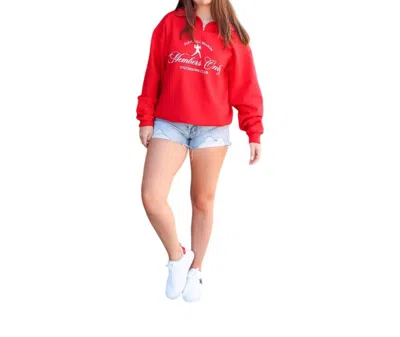 Distressed Vintage Couture Football Members Only Quarter Zip Sweathirt In Red