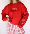 Distressed Vintage Couture Love Never Fails Crew Top In Red