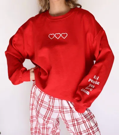 Distressed Vintage Couture Love Never Fails Crew Top In Red