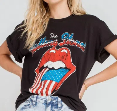 Distressed Vintage Couture Rolling Stones America Tee In Black