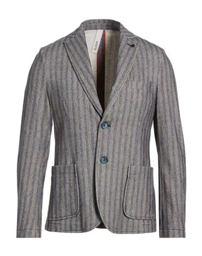 Distretto 12 Man Blazer Blue Size 36 Cotton, Elastane In Gray